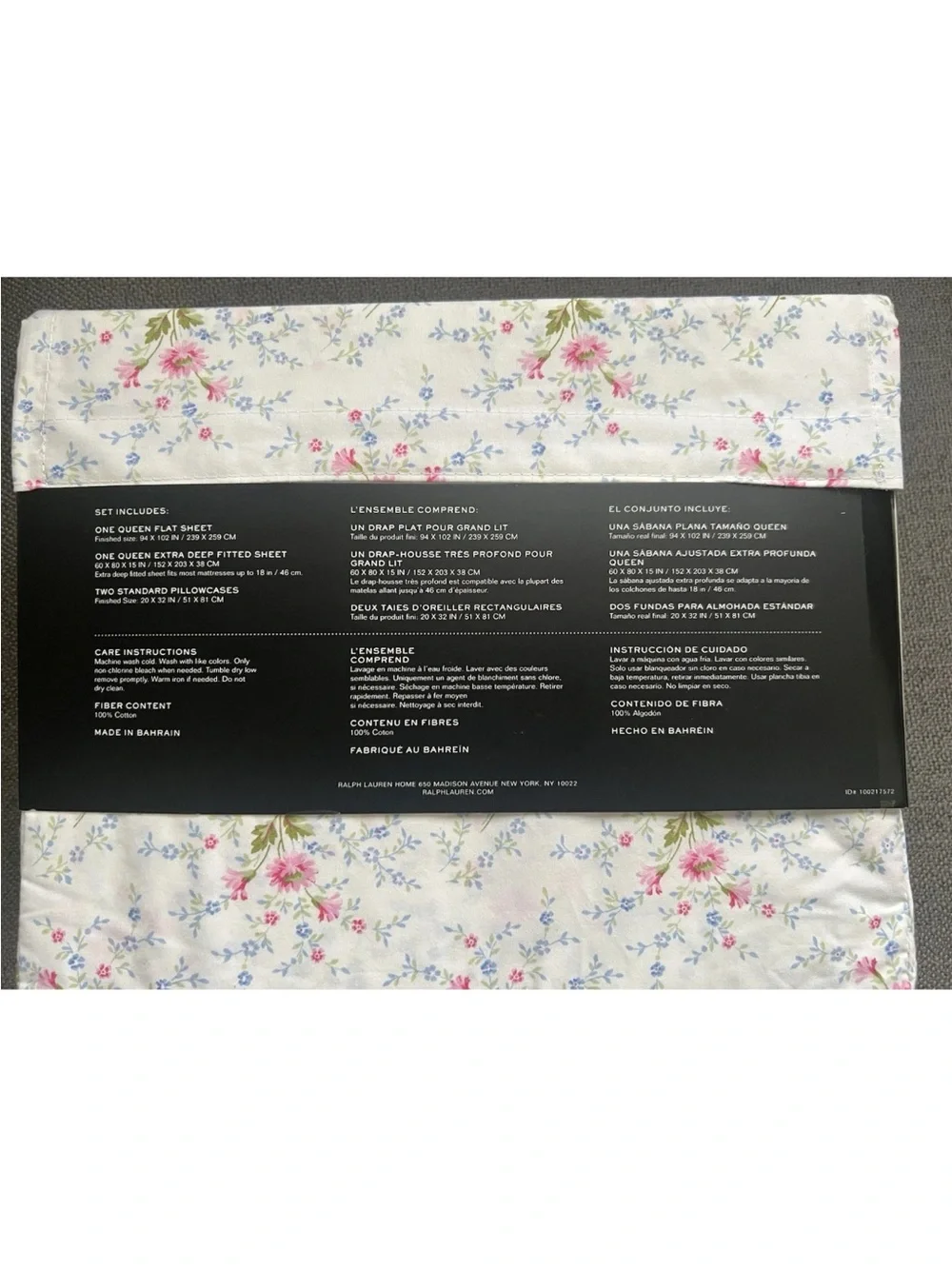 Lauren Ralph Lauren Floral Queen Sheet Set White, Pink country cottage 4Pc rare
